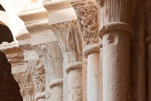 Detail of the gothic cloister of the monastery of Santa Maria de Poblet, Spain