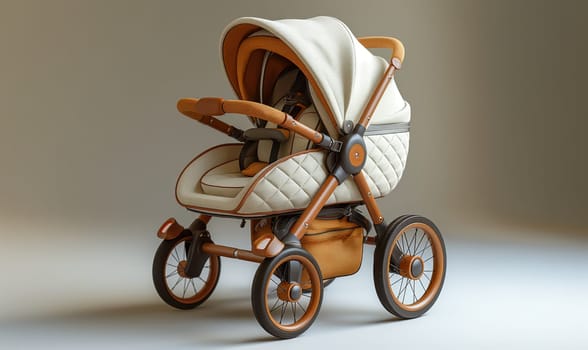 Image of a baby stroller on a light background. Selective soft focus.