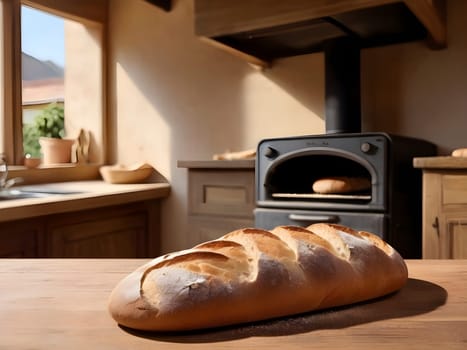 Oven-Fresh Delight. Artisanal Bread on a Rustic Wooden Table.