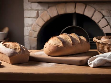 Bread Bliss. Capturing the Aroma of Freshly Baked Loaves on a Wooden Surface.
