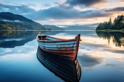 Wooden old boat on the water.