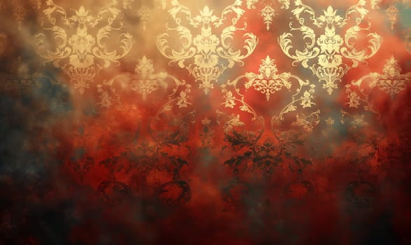 Background with ornament in red and gold color. Selective soft focus.