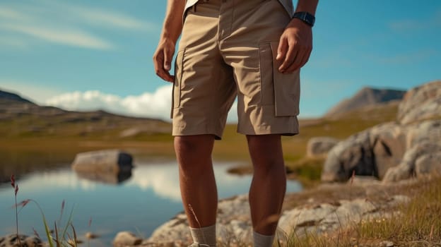 A man standing on a rocky hillside with his hands in pockets