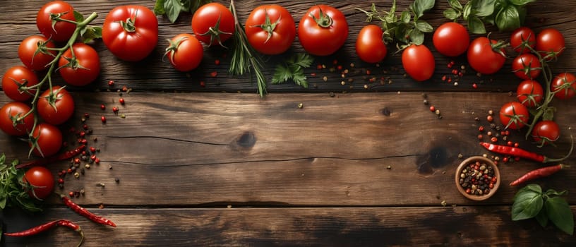 Tomatoes and basil on a dark background. Selective soft focus