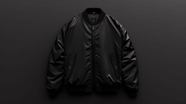 A black bomber jacket on a gray background