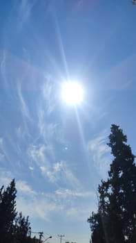 Blue light sky nature white clouds whether background . High quality photo