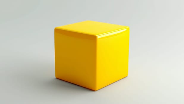 Yellow Cube 3D illustration, render. Simple cube on a white background. High quality photo