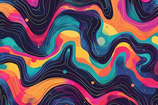 Vibrant abstract psychedelic background with swirling patterns in bold colors, ideal for creative projects, posters, or Y2K inspired designs. Optical illusion. Generative AI