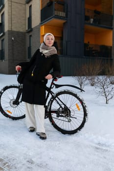 Lifestyle concept, a young woman rented a bicycle to spend an interesting time.