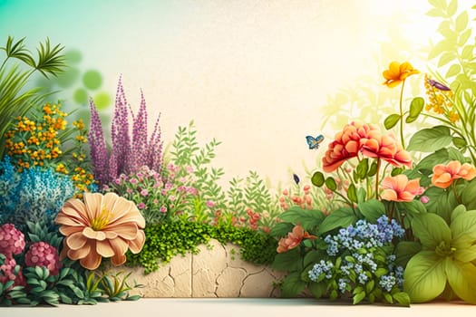 illustration of flower pots and flowers on a white background generative ai.