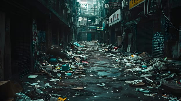 very dirty abandoned dead end alley, generative ai. High quality photo