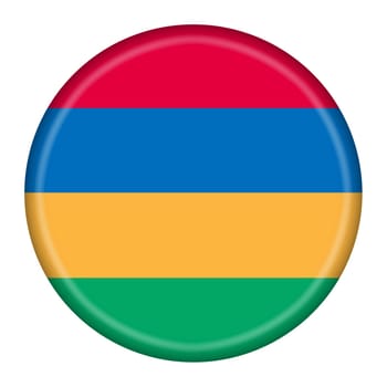 A Mauritius flag button 3d illustration with clipping path green yellow blue red stripe