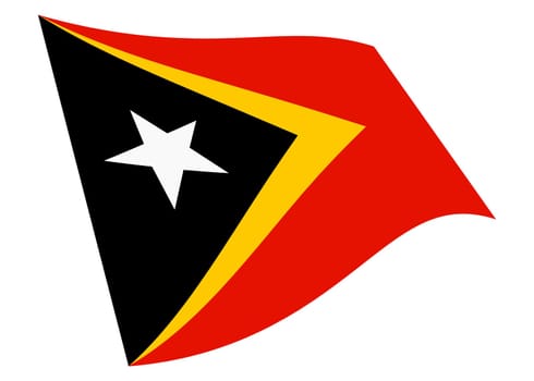 An East Timor waving flag 3d illustration isolated on white with clipping path
