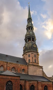 view of St. Peter's Church in Riga in Latvia >10