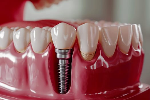 Dental Implant Procedure Implant Supported Teeth. Generative AI.