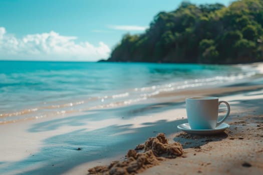 summer vacation on beach, summer holiday background or banner.