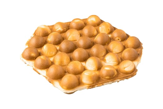 Freshly baked bubble waffle without topping on white background