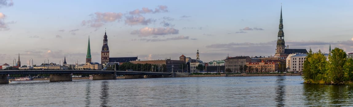 view of Old Riga across the Daugava in Latvia