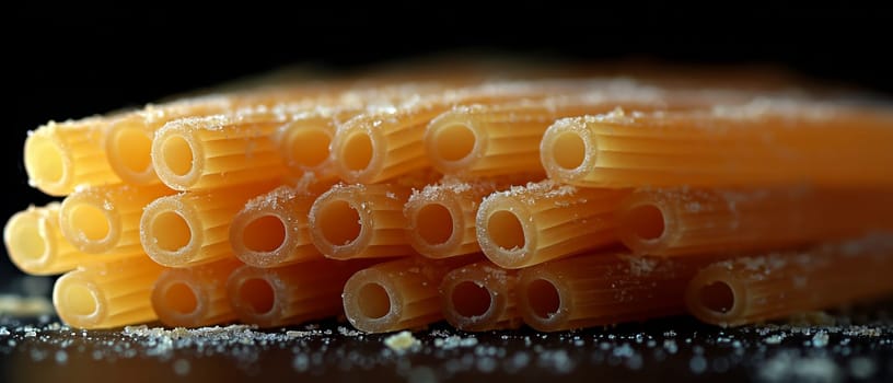 Food background with spaghetti or pasta recipe ingredient on wooden table.