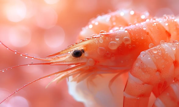 Red Dwarf Shrimp on waterweed. Selective soft focus. Generative AI