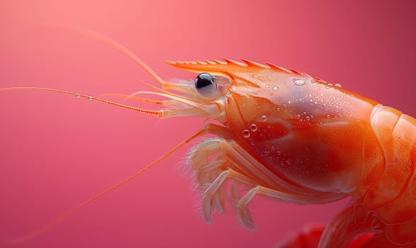 Red Dwarf Shrimp on waterweed. Selective soft focus. Generative AI