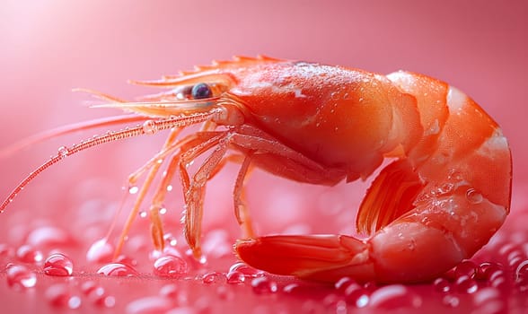 Red Dwarf Shrimp on waterweed. Selective soft focus. Generative AI