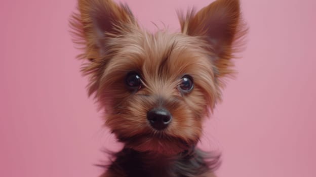 A small brown dog with a big black nose and ears