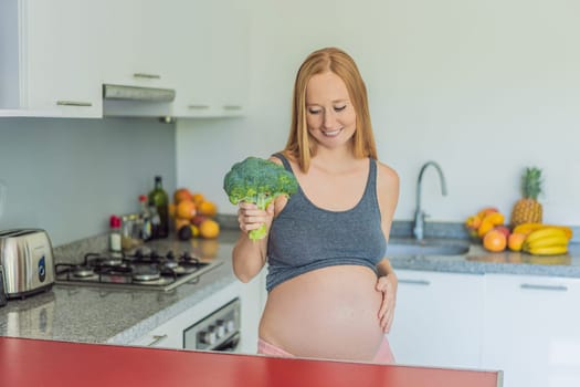 Embracing a nutrient-rich choice, a pregnant woman eagerly prepares to enjoy a wholesome serving of broccoli, prioritizing healthy and nourishing options during her pregnancy.