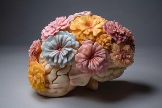Flower mental health. Brain medical care. Generate Ai