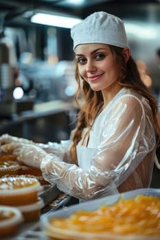Female confectioner working in the kitchen, making marmalade. ai generated