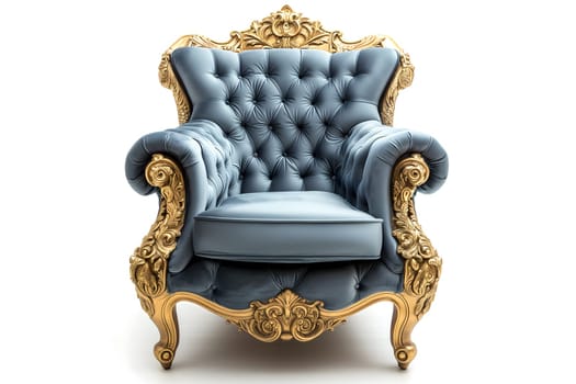 Gray velvet capitonner technique armchair on white background. Digitally generated image. Not based on any actual person, scene or pattern.