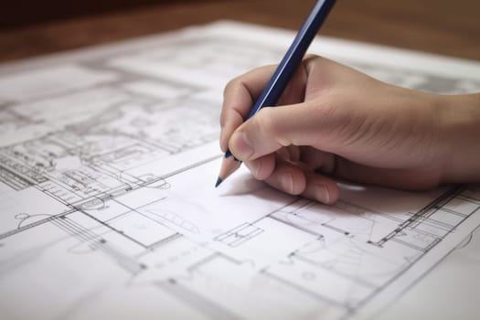 Hand draw apartment plan. Architecture building. Generate Ai