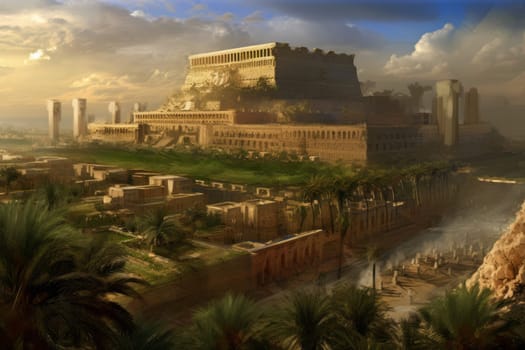 Babylon city ancient. Culture stone town. Generate Ai