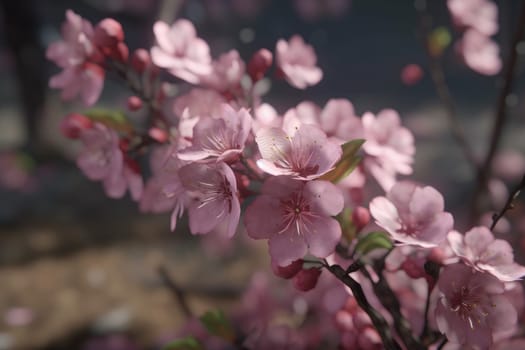 Cherry blossom tree branch. Spring Japan sakura. Generate Ai