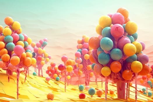 Colorful candy trees. Abstract nature. Generate Ai