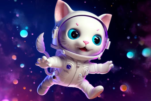 Cute cat in space suit. Animal baby. Generate Ai