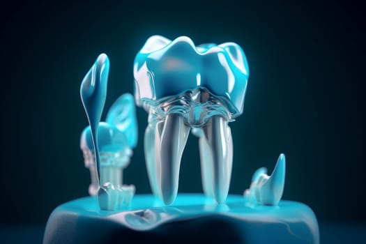 Dental 3d creative ad with cyan background. Medical health. Generate Ai
