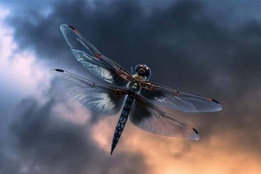 Dragonfly insect. Spring fly art. Generate Ai
