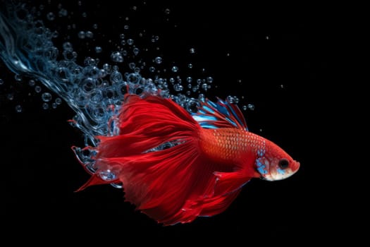 Red fish floating. Water animal underwater. Generate Ai
