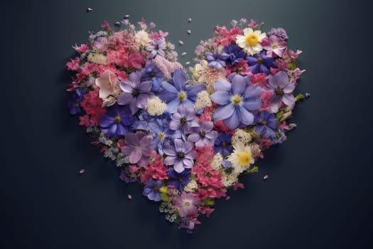 Flower heart shape. Romantic floral nature. Generate Ai