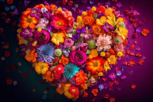 Flower heart colors. Beauty romantic design. Generate Ai