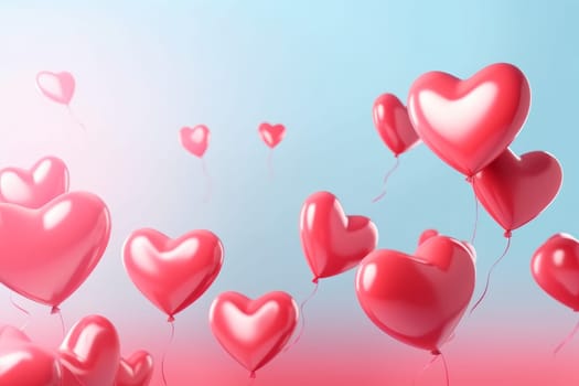 Flying pink hearts. Love valentine happy day. Generate Ai