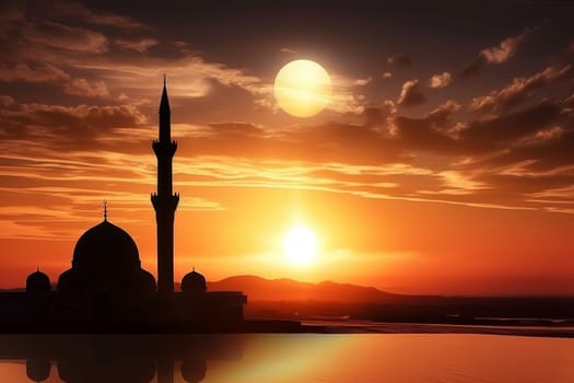 Islamic sunset mosque. Turkey islam. Generate Ai