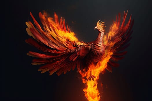 Rising phoenix flame. Spiritual eagle art. Generate Ai