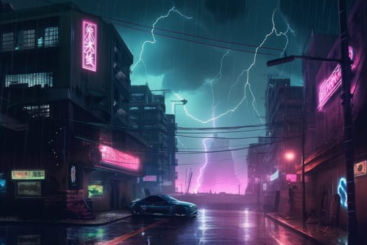 Cyberpank city. Street night future. Generate Ai