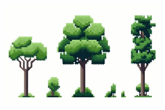 Garden tree pixel art. Forest grass. Generate Ai