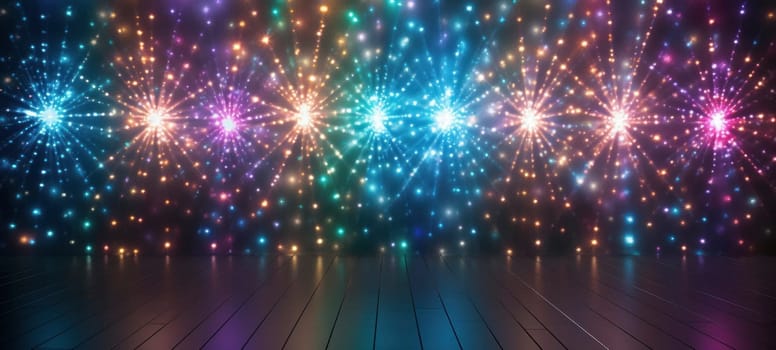 Flashing disco lights creating a vibrant party atmosphere on a dance floor