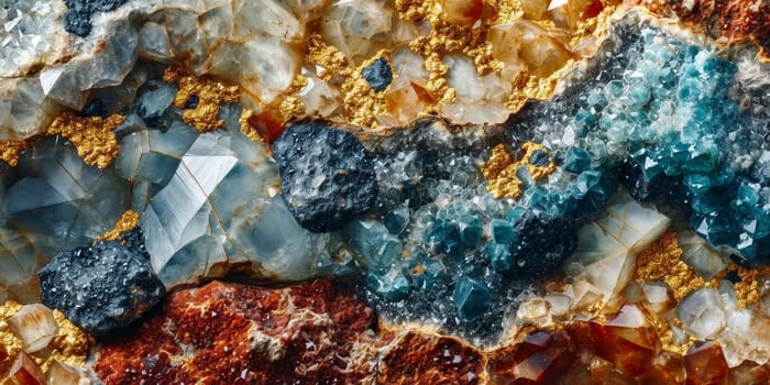 Close-up of vivid mineral crystals with rich hues