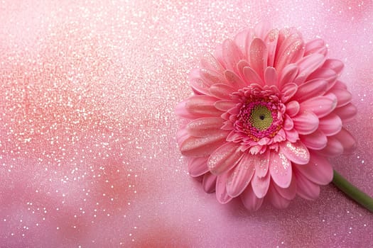 Elegant pink floral backdrop with sparkling glitter, ideal for Women's Day, Mother's Day content, greeting cards, and romantic event backgrounds. Generative AI