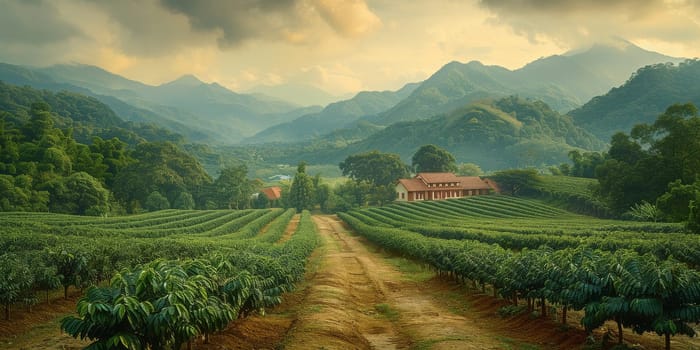 Aerial view coffee plantation in Sao Paulo state - Brazil.